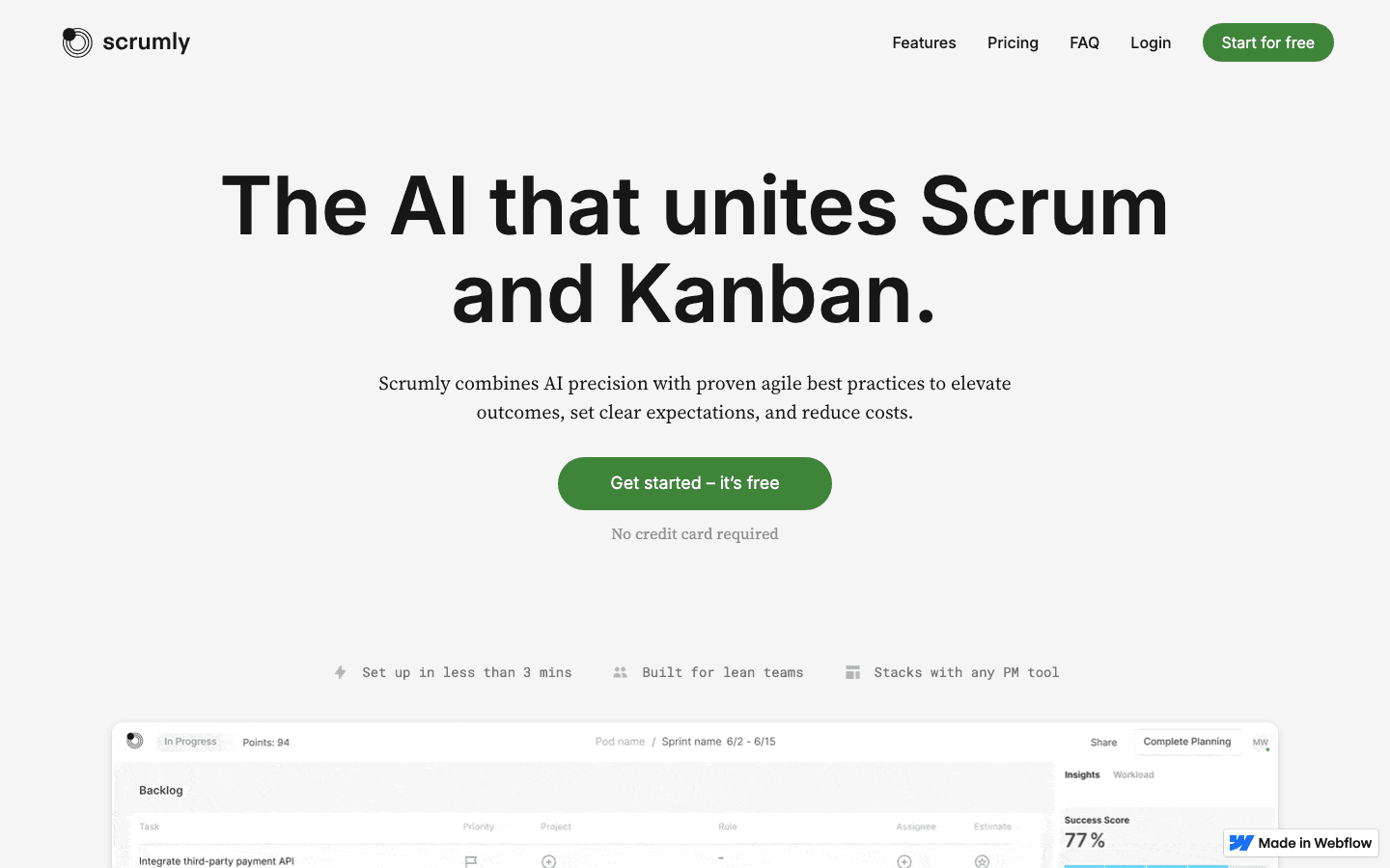 Scrumly interface